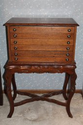 Antique Oak Jewelry Chest Six Drawers 35 X 24