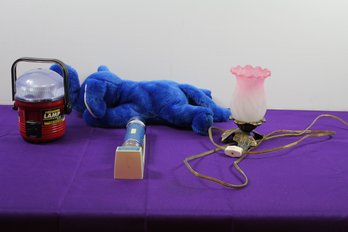 Small Lamp, Two Flashlights, Blue Elephant