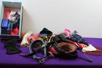 Box Of Scarves And Ladies Belts
