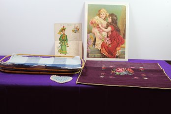 Bamboo Tree, Two Placemats, Flower Cross Stitch