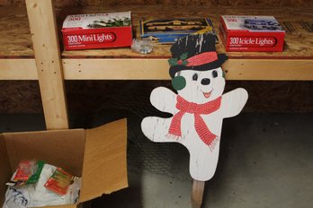 Snowman Yard Art, Christmas Lights