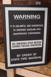 Vintage 'WARNING' Gas Station Sign #1  24.5x17 Not Used