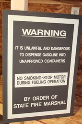 Vintage 'warning' Gas Station Sign #2  24.5x17 Not Used