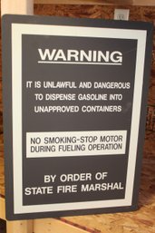 Vintage 'warning' Gas Station Sign #3  24.5x17 Not Used