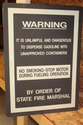 Vintage 'wARNING' Gas Station Sign #4  24.5x17 Not Used