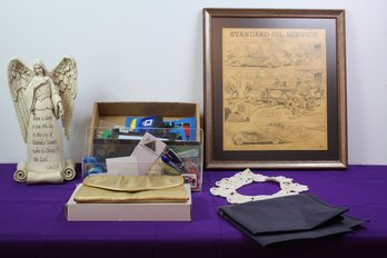 Crocheted Collar, Refrigerator Magnets, Angel, Standard Oil Frame