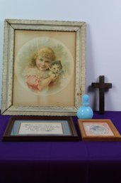 Vintage Picture , Mand Humphrey, Wall Hangers, Avon Bristol Blue Bottle