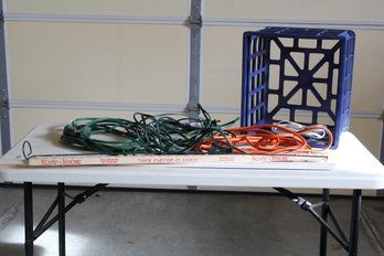 Extension Cords, Yardsticks, Blue Crate