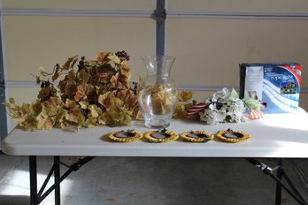 Rope Lights, Glass Vase, Coasters, Flowers