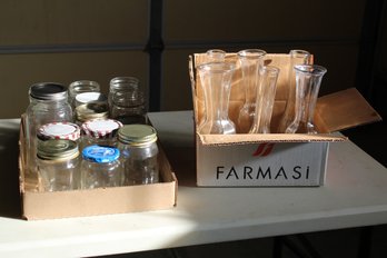 6 Glass Vases And Jars