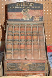 Vintage Eveready Flashlight Battery Storage Display Case, 1930s, Rare