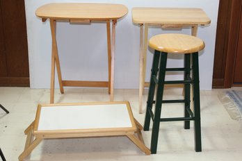 2 TV Trays, Lap Tray, Stool