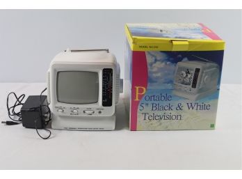 5 Inch Mini TV With Radio, Black And White
