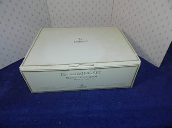 COMPLETE SET GODINGER SILVER CUT CRYSTAL SERVING IN BOX