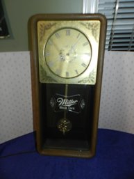 VINTAGE 1985 MILLER HIGH LIFE BEER PENDULUM CLOCK WORKS