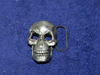 SOLID PEWTER GRIM REAPER SKULL  BELT BUCKLE