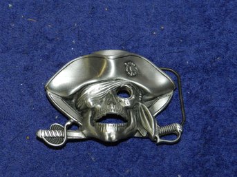 SOLID PEWTER PIRATE JOLLY ROGER SKULL JACK SPARROW  BELT BUCKLE