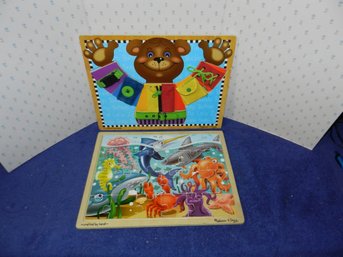 PAIR OF MELISSA & DOUG WOODEN PUZZLES COMPLETE