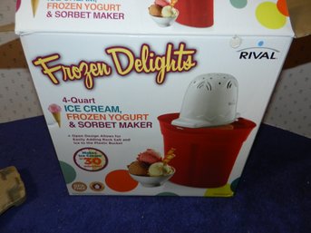 RIVAL FROZEN DELIGHTS 4 QT ICE CREAM FROZEN YOGURT SORBET MAKER