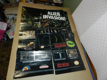 SUPER NINTENDO ALIENS 3 TERMINATOR 2 DOUBLE SIDED POSTER