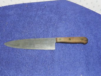 VINTAGE AMCUTCO WOODEN HANDLED CHEF KNIFE
