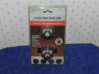 2 PIECE MINI HEADLAMP WITH BATTERIES NEW IN PACKAGE