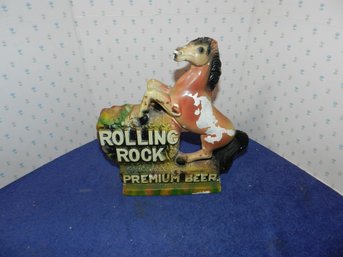VINTAGE SILVESTRI BROS ROLLING ROCK BEER CHALKWARE STATUE