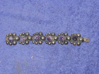 VINTAGE STERLING SILVER ADN GEMSTONE CLASP BRACELET