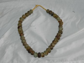 VINTAGE GLASS BEADS ON WOVEN ROPE NECKLACE