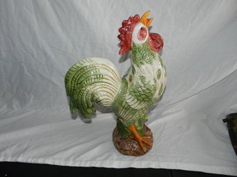 LARGE PLASTER ROOSTER STATUE DOORSTOP