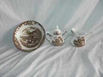 VINTAGE SET OF CHINA SERVING PLATTER BOWL STAFORDSHIRE HERITAGE HALL