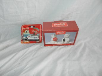 COCA COLA COLLECTIBLES SALT PEPPER SET DIE CAST CAR