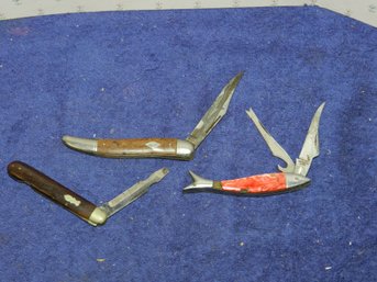 SET OF 3 VINTAGE FISHING POCKET KNIVES