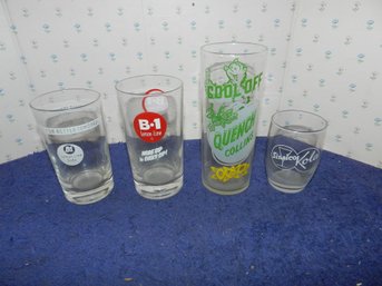 4 VINTAGE SODA GLASSES B-1 LEMON LIME SINALCO KOLA QUENCH COLLINS
