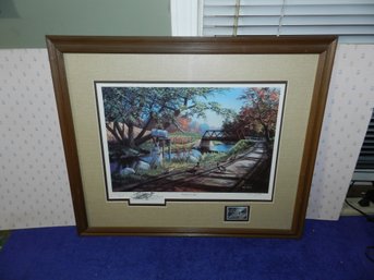 HAND SIGNED KEN ZYLLA 'NARY A CARE' FRAMED PRINT WITH STAMP
