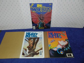 SET OF 3 1980S HEAVY METAL MAGAZINES WITH ORIGINAL SHIPPING COVERS