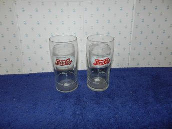 PAIR OF VINTAGE SODA FOUNTAIN PEPSI SODA GLASSES