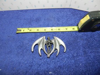 SOLID METAL DRACULA WINGED SKELETON BELT BUCKLE