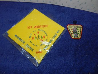 VINTAGE BSA OA NECKERCHIEF & PATCH 1963 NA-TSI-HI MONMOUTH 50TH ANNIVERSARY