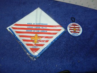 VINTAGE BSA OA NECKERCHIEF & PATCH 1967 LEAKAU LODGE AREA 2C