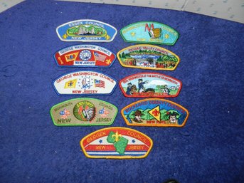 SET OF 9 VINTAGE BSA COUNCIL STRIP PATCHES NJ NY EMBROIDERED