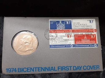 1974 BICENTENNIAL FIRST DAY COVER COIN STAMPS JOHN ADAMS