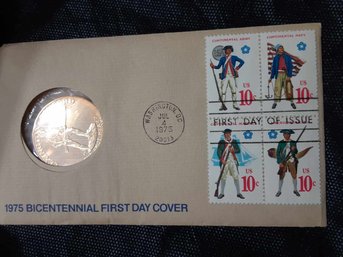 1975 BICENTENNIAL FIRST DAY COVER COIN STAMPS LEXINGTON CONCORD