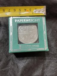 CELTIC THEMED PAPERWEIGHT CHROMED MADE IN ENGLAND