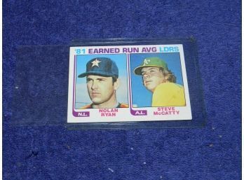 VINTAGE 1981 TOPPS EARNED RUN AVG LEADERS NOLAN RYAN 167