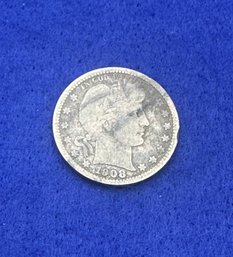 1908 Barber Silver Quarter