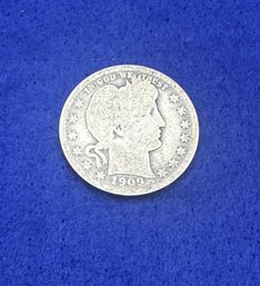 1909 Barber Silver Quarter