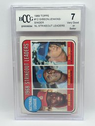 1969 Topps Strikeout Leaders - Gibson/Jenkins/Singer - Graded BCCG 7