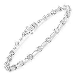 Diamond Bracelet, Sterling Silver, 2.10 Carat Total Weight