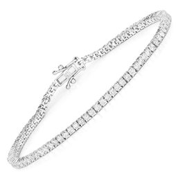 Diamond Tennis Bracelet, Sterling Silver, 3.35 Carat Total Weight